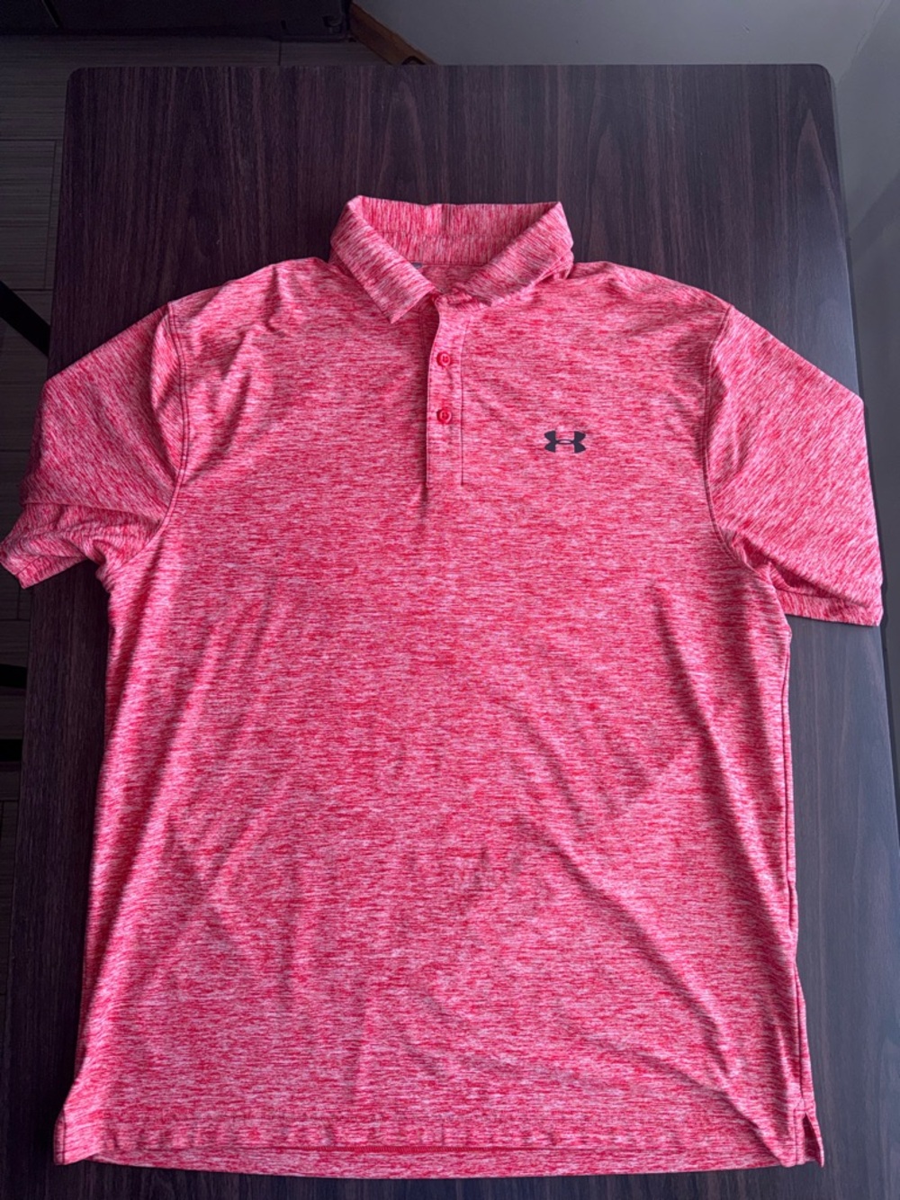 Under Armour Men’s Heather Red Polo with Black Logo